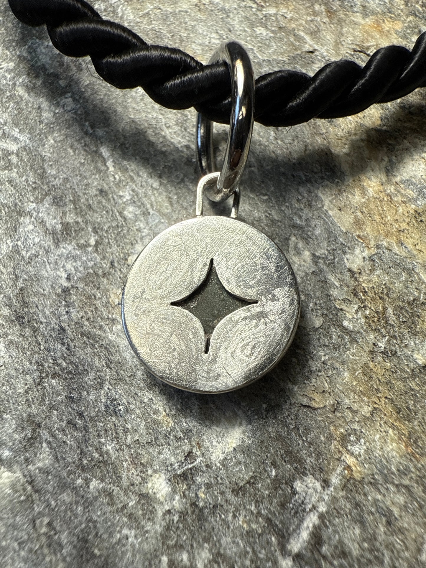 Classic Spectrolite Circle Pendant on Rope Necklace