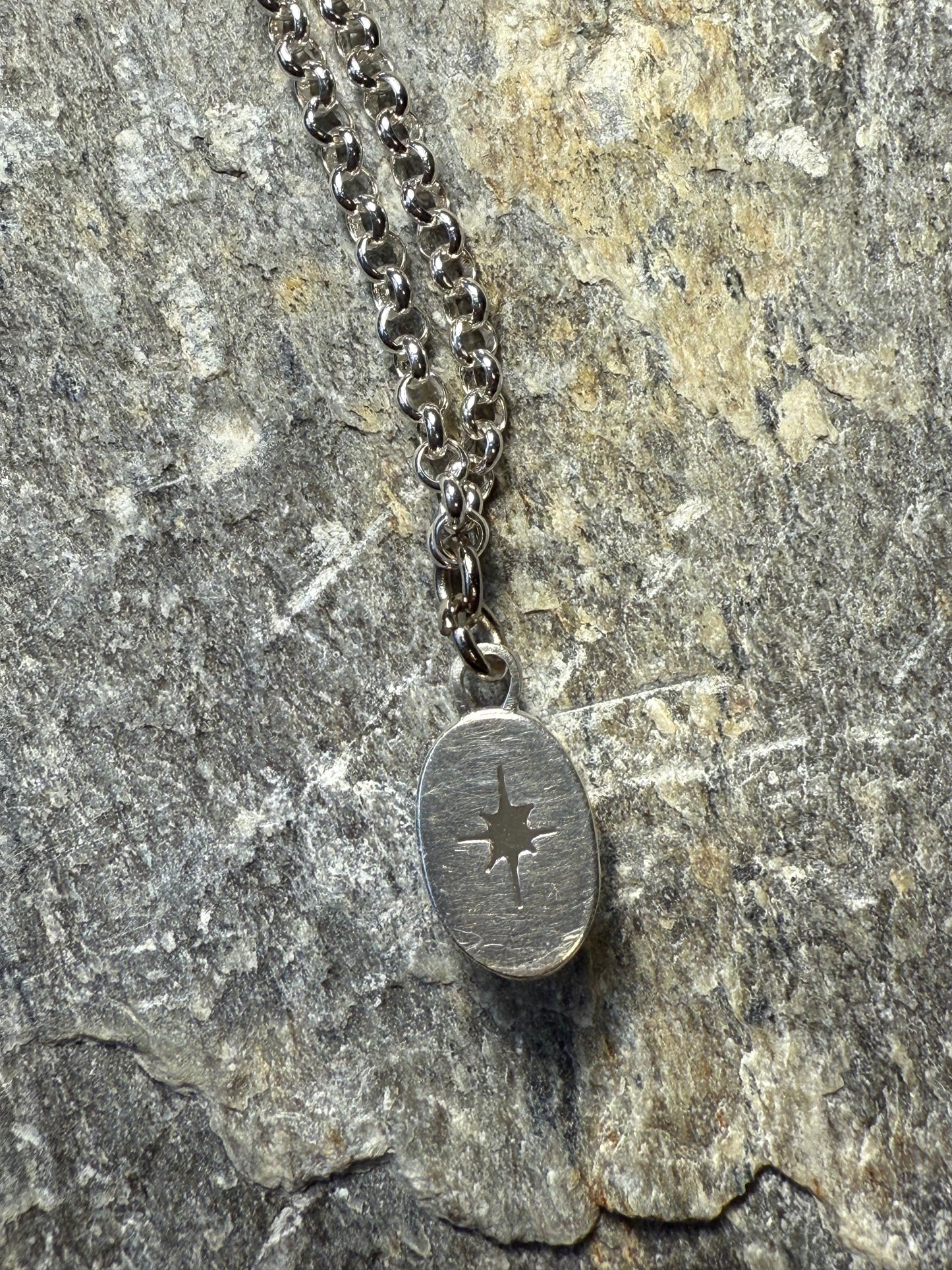 Moonstone Starburst Pendant on Silver Plated Chain